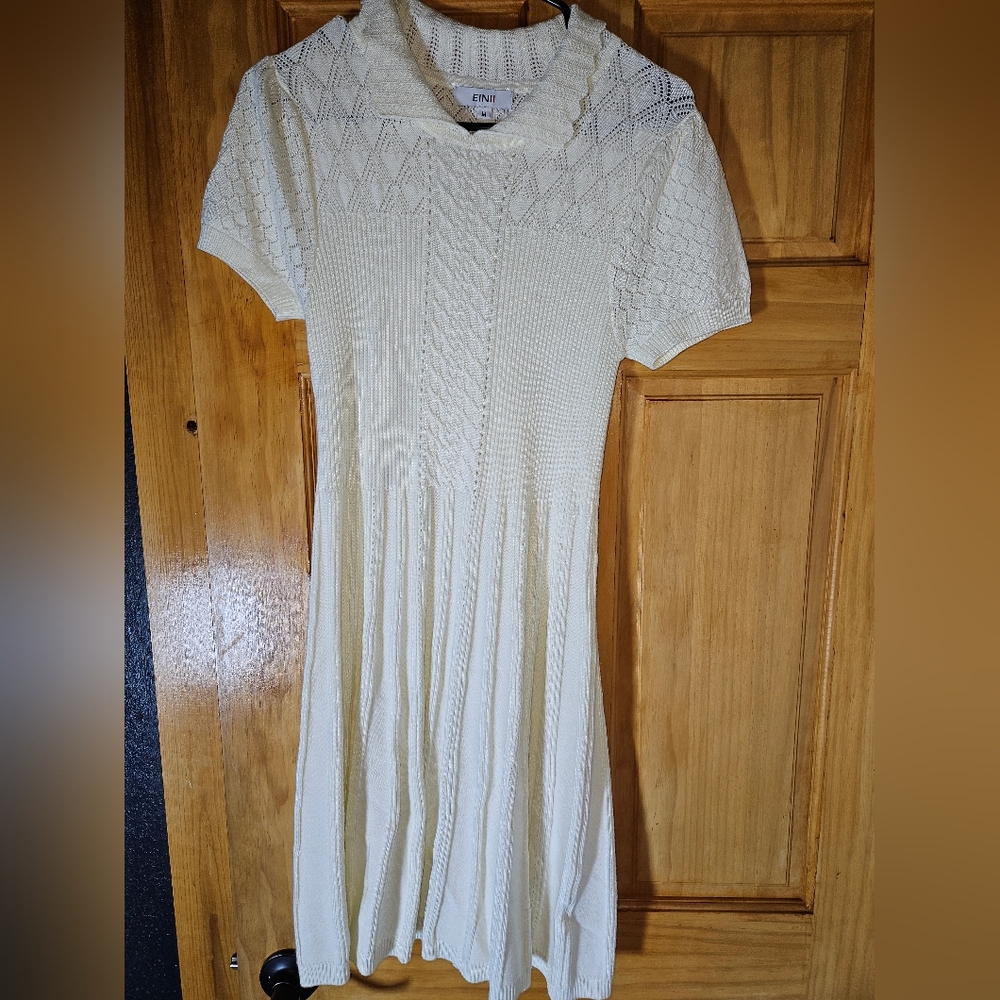 Elegant Cream Knit Dress